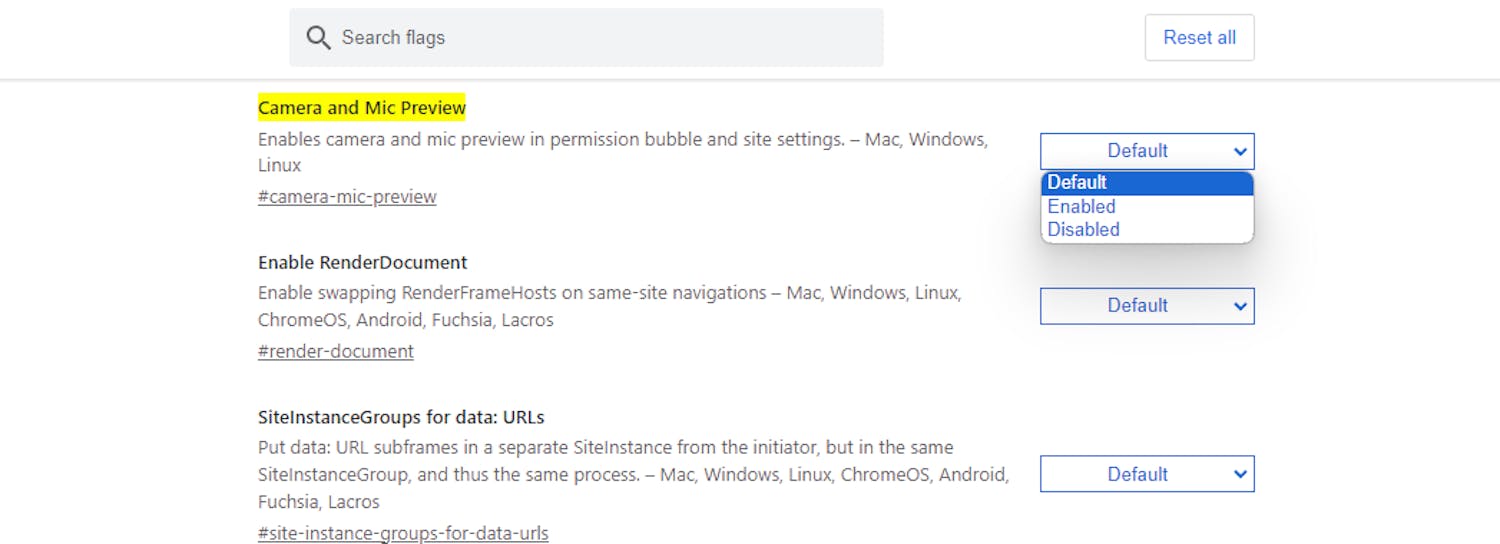 Aktiver funktionen: Du skal åbne rullemenuen ud for den nye funktion og vælge Enabled. Genstart herefter Chrome.